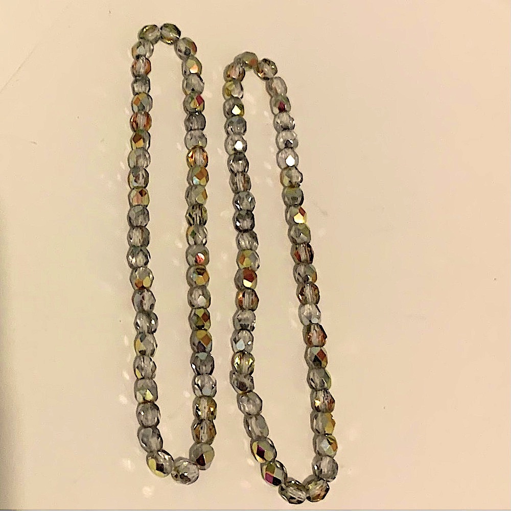 Vintage Crystal Prism Bracelet Bead Faceted Iridescent Stretch (2 set) - Picture 4 of 12